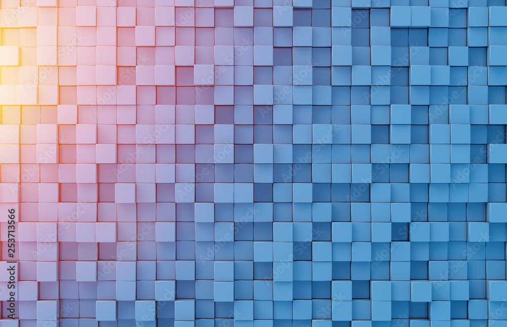 Glowing black blue and pink squares background pattern 3D rendering Glowing black blue and pink squares background pattern 3D rendering