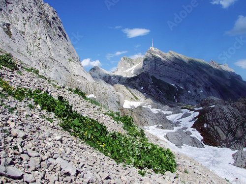 Stones and rocks of Alpstein mountain range - Cantons of St. Gallen and Appenzell Innerrhoden, Switzerland photo