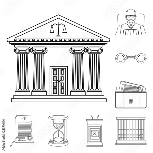 Isolated object of law and lawyer sign. Set of law and justice stock symbol for web.