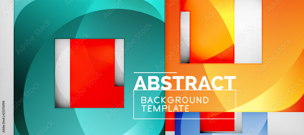 Background with color squares composition, modern geometric abstraction design for poster, cover, branding or banner