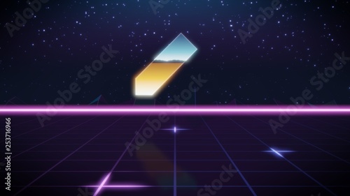 synthwave retro design icon of pen photo