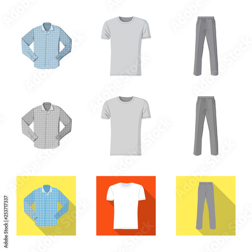 Isolated object of man and clothing logo. Collection of man and wear stock symbol for web.