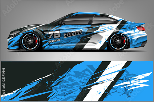 Sport car racing wrap design. vector design. - Vector 