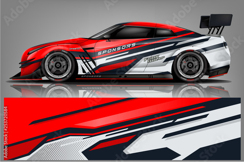 Fototapeta Sport car racing wrap design. vector design. - Vector