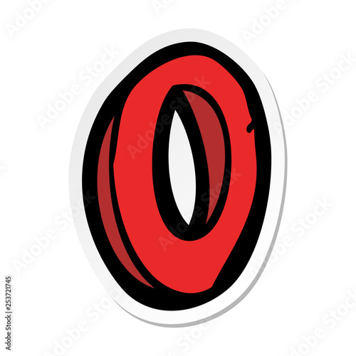 sticker of a cartoon letter O