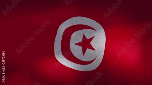 The Tunisia national waving flag. photo