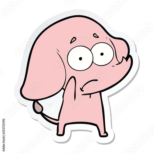 sticker of a cartoon unsure elephant