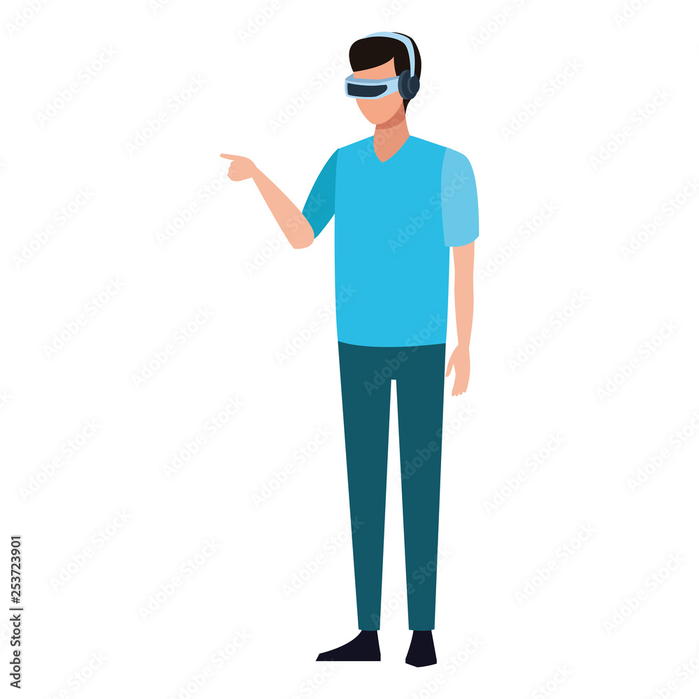 Man playing with virtual reality glasses Man playing with virtual reality glasses