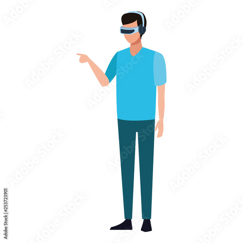 Man playing with virtual reality glasses