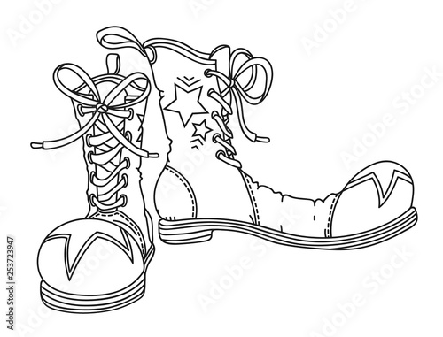 Clown's Shoes, outline vector illustration