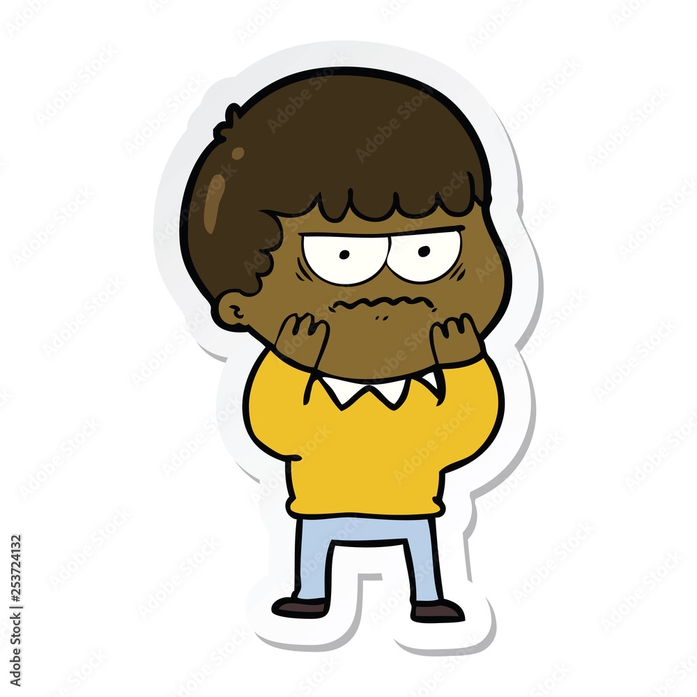 sticker of a cartoon annoyed man