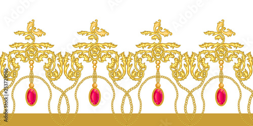 Golden baroque border with gems.