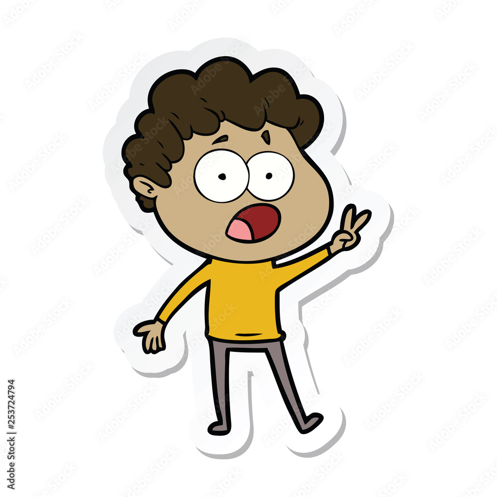 sticker of a cartoon man gasping in surprise sticker of a cartoon man gasping in surprise