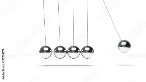 Loop-ready isolated animation of Newton's balls bouncing against white and green screen