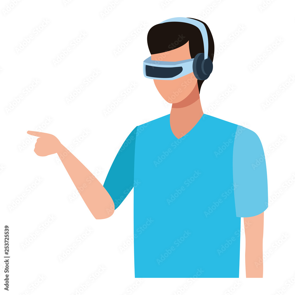 Man playing with virtual reality glasses Man playing with virtual reality glasses