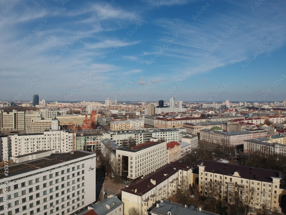 Aerial view of center of Minsk, Belarus in early spring Aerial view of center of Minsk, Belarus in early spring