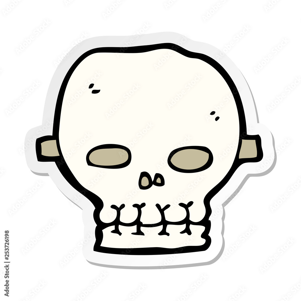 sticker of a cartoon spooky skull mask