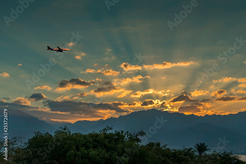 Colorful sunrise above mountains, Middle East