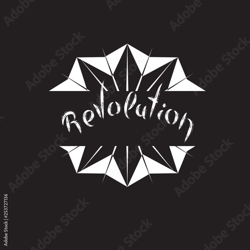 Retro abstract poster with t shirt revolution slogan for print design.