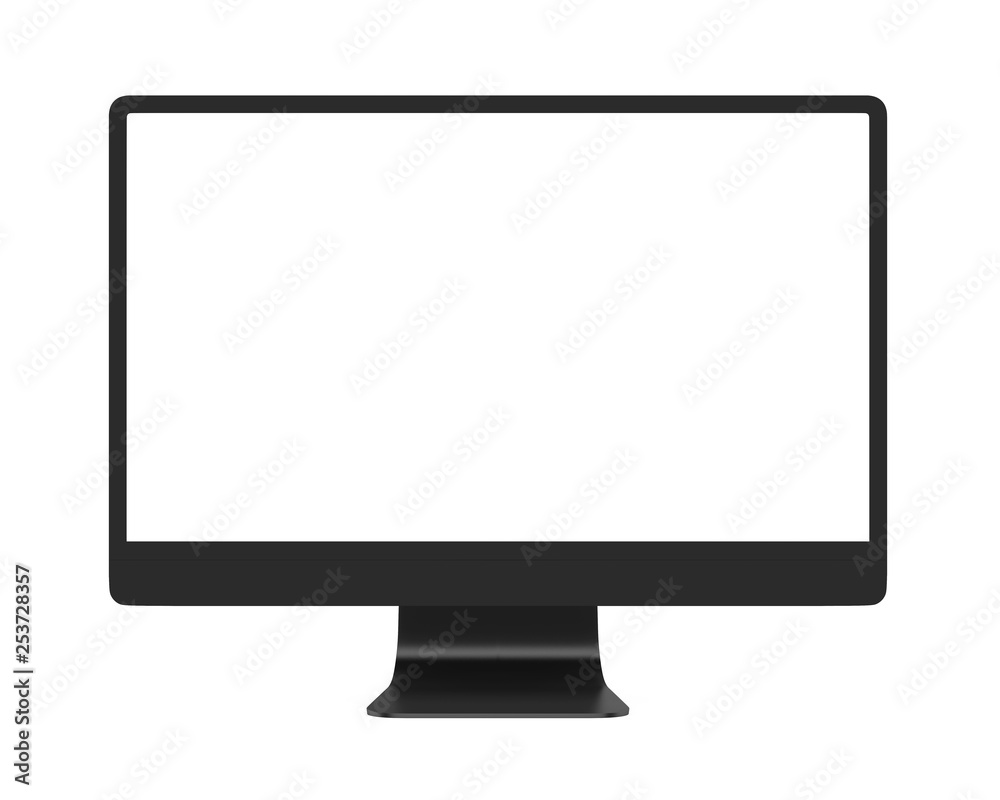 Computer Monitor with Blank White Screen Isolated Computer Monitor with Blank White Screen Isolated