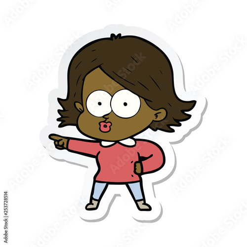 sticker of a cartoon girl pouting