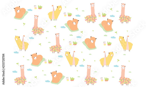 cute alpaca wallpaper pastel color