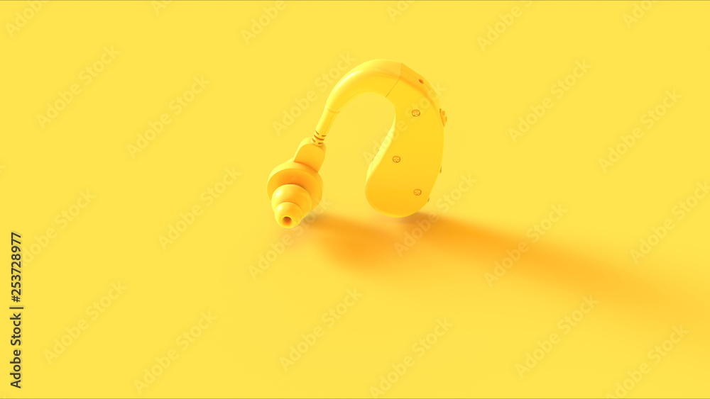 Yellow Behind the Ear Hearing Aid 3d illustration 3d render