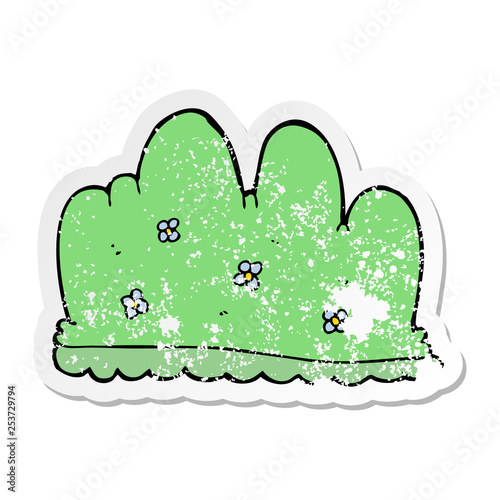 distressed sticker of a cartoon hedge