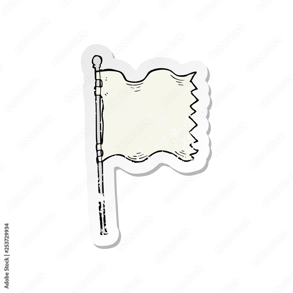 retro distressed sticker of a cartoon flag retro distressed sticker of a cartoon flag