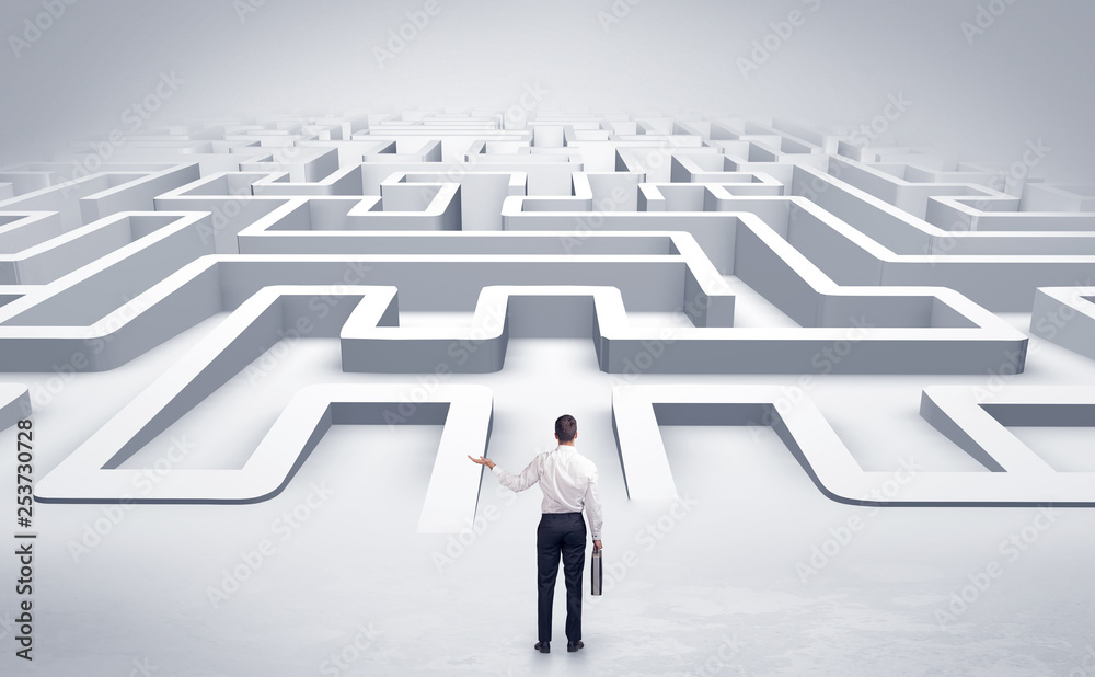 Businessman getting ready to enter a 3D flat labyrinth concept
Businessman getting ready to enter a 3D flat labyrinth concept