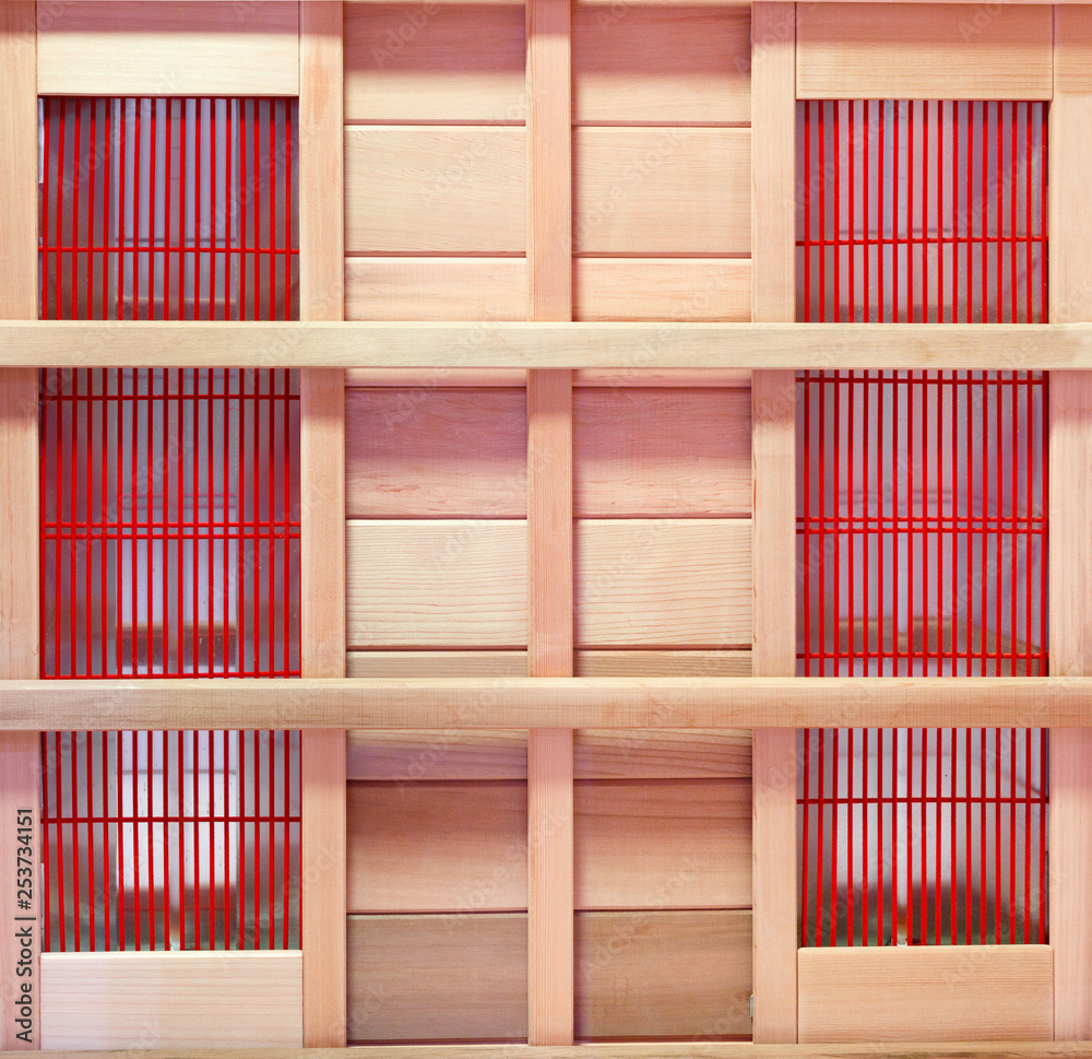 Interior of empty classic wooden sauna, infrared panels
