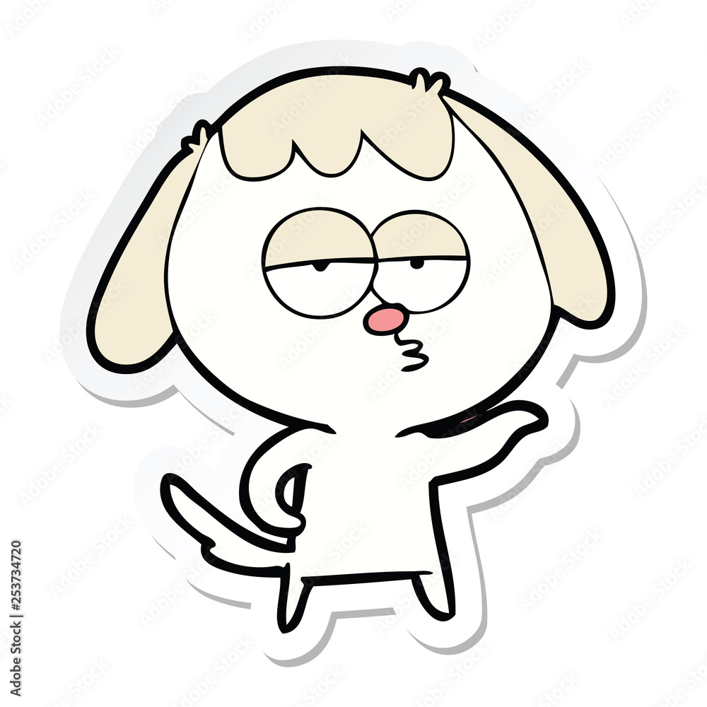 sticker of a cartoon bored dog sticker of a cartoon bored dog