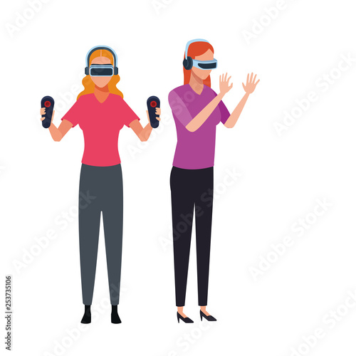 People playing with virtual reality technology © Jemastock