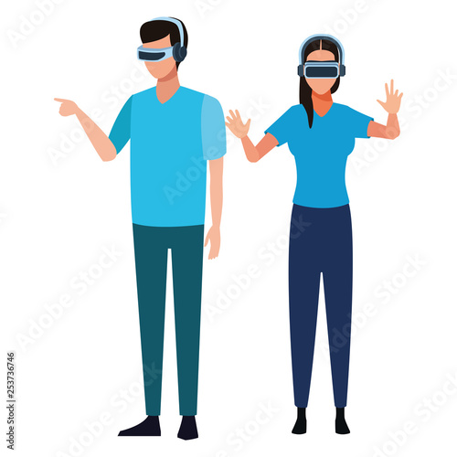 People playing with virtual reality technology