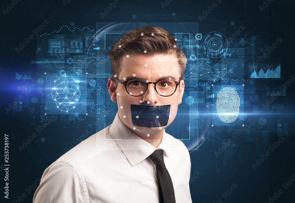 Biometric verification - face and fingerprint detection concept Biometric verification - face and fingerprint detection concept
