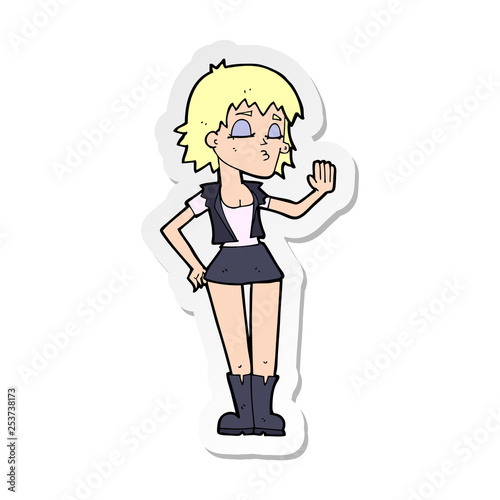 sticker of a cartoon cool girl