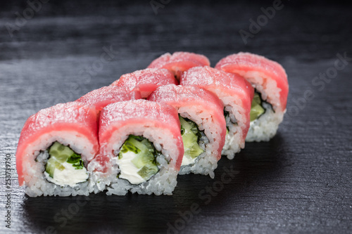 Philadelphia makizushi roll with tuna