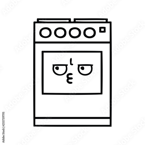 line drawing cartoon kitchen oven