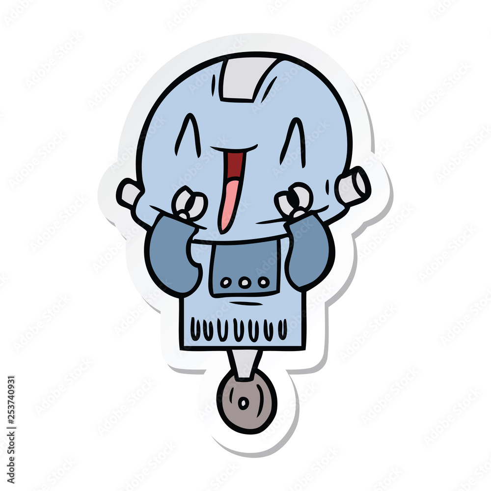 sticker of a cartoon robot sticker of a cartoon robot
