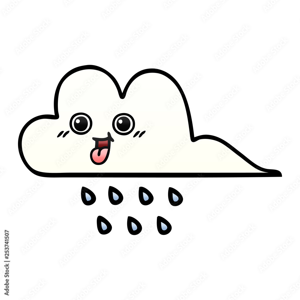gradient shaded cartoon rain cloud