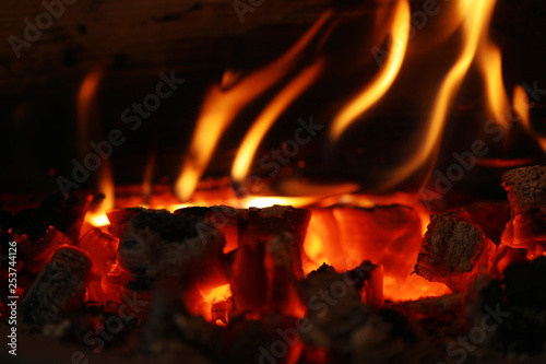 Kaminfeuer Feuer Glut Holzfeuer
