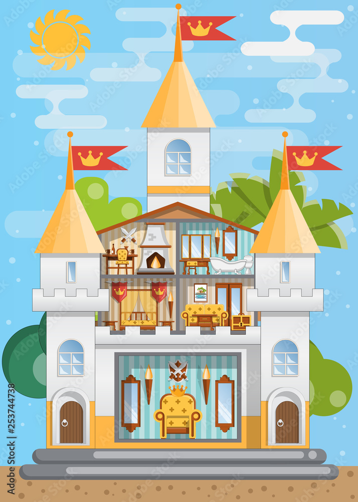 The interior of the castle. Background. Vector illustration.