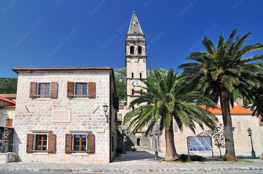 Saint Nikola Church in Perast Kotor harbor Montenegro.