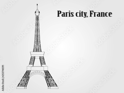 Fototapeta Naklejka Na Ścianę i Meble -  Vector structure of the city of Paris, France