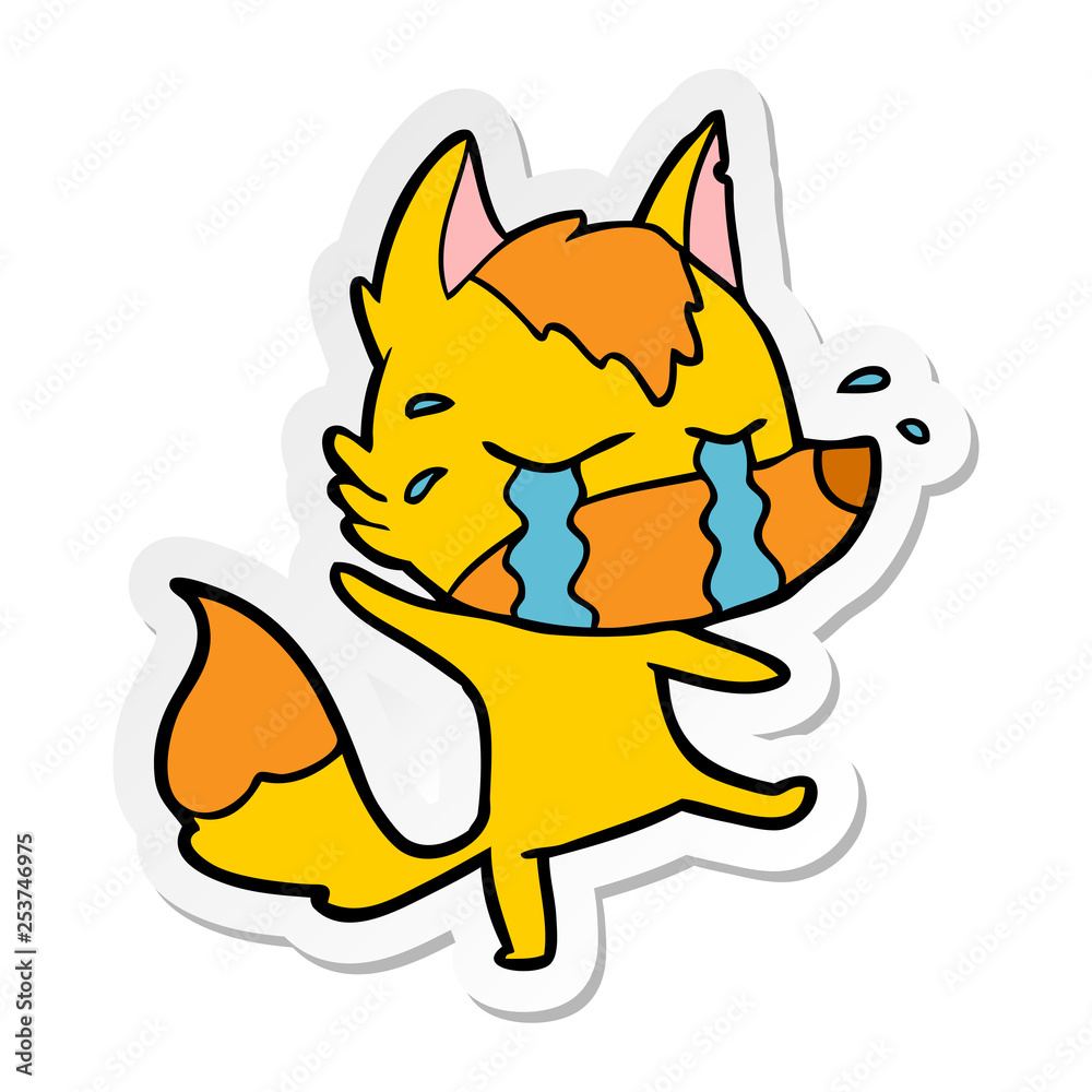 distressed sticker of a cartoon sasd little fox distressed sticker of a cartoon sasd little fox