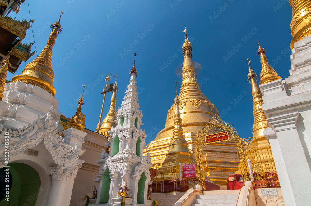 Shwedagon Paya is the most sacred golden buddhist pagoda in Yangon, Myanmar.