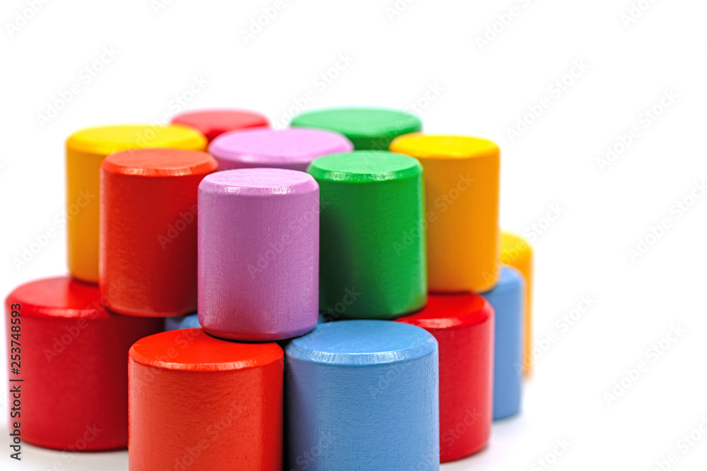 Bunte Holzbausteine, Zylinder Bunte Holzbausteine, Zylinder