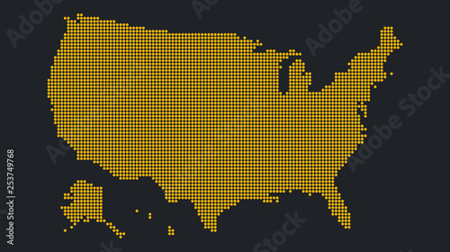Abstract flat colorful USA map.