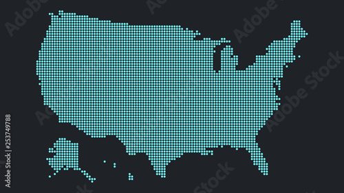 Abstract flat colorful USA map.