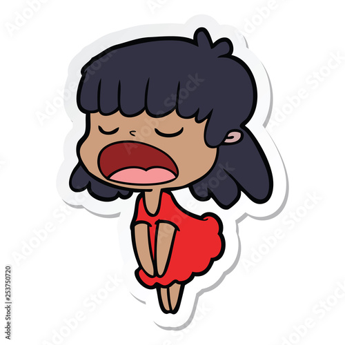 sticker of a cartoon woman talking loudly